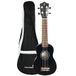 A-Star sopraan ukelele voor beginners in zwart met premium Aquila-snaren, gratis gewatteerde tas