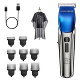 BarberBoss Tondeuse en baardtrimmer voor heren - 4 snelheden, keramische messen, 8 geleidekammen, led-display, oplaadbaar via USB, waterdicht