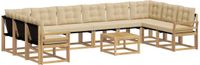 vidaXL Hoek loungeset 10 zitplekken Wit en Beige Acacia Hout