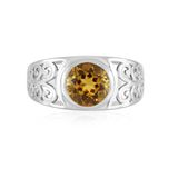 Cavill - Zilveren Ring met Braziliaanse Scapoliet 2,18 ct - 925 Sterling Zilver Platina Gecoat - Elegante Bloemmotief Ring - Dames Sieraden