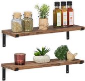 Relaxdays Wandplank Industrieel - Set van 2 - 48 x 15,5 cm - Bruin/Zwart