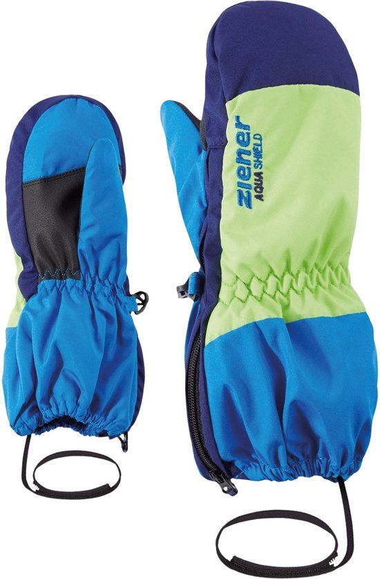 Ziener Levi AS Minis Skiwanten Junior - Blauw - Limegroen - Navy - Maat 128