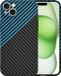 Techsuit Hoesje geschikt voor Apple iPhone 15 Plus - Carbonite FiberShell Carbon Back Cover - Blauw/Zwart