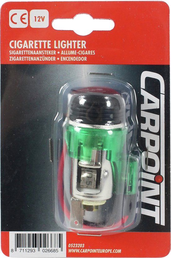 Carpoint Auto aansteker met verlichting CE - Wit - Aluminium/Kunststof - 14 cm