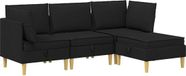 vidaXL Modulaire bankset met opslag 4 zitplaatsen Zwart Stof