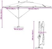 vidaXL Parasol 351 x 250 x 260 cm Polyester en Aluminium Taupe