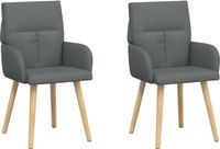 vidaXL Eetstoelen 2 stuks Stof Donkergrijs 60 x 56 x 93 cm