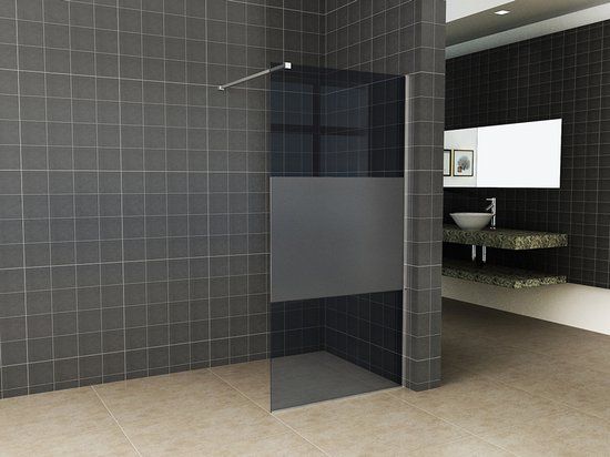 Wiesbaden Slim Inloopdouche - 100x200cm - Rook / Mat Glas - Antikalk - 8mm Veiligheidsglas