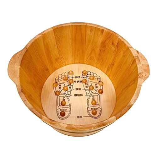 QPZK Houten voet bad vat, massief houten voet spabad met massageballen, huishoudelijke pedicure voet bad - A-26CM