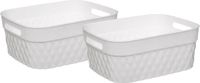 5Five Panier/boîte de rangement en plastique - 2x - blanc - 21 x 27 x 11 cm - 5 litres