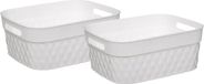 5Five Opbergmand/box van kunststof - 2x - wit - 21 x 27 x 11 cm - 5 liter