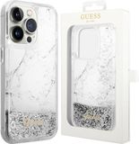 Guess - GUHCP14XLCSGSGH - Hoesje voor iPhone 14 Pro Max - Wit - Liquid Glitter Marble