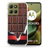 Cokitec Motorola G15 Versterkte hoes Textuur Trompe Eye Chocolade