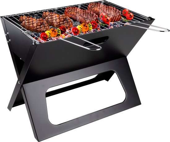 BBQ collection 8711252249018 Barbecue - BBQ - Draagbaar - Opvouwbaar - losse Vuurschaal en Grillrooster - Zwart