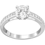 Swarovski Stilla Attract Collectie ring, rond geslepen, pavé, wit, rodium verguld