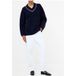 French Connection Kezia Pull Col V Vertical Navy/w.white