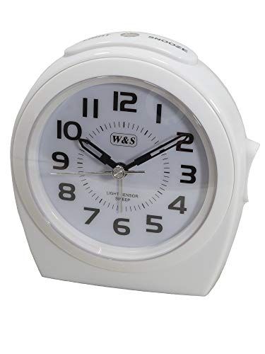 W&S W & S 201812 - Witte Wekker - Stil Seconde - Kunststof - Analoog - Licht - Alarm - Wit
