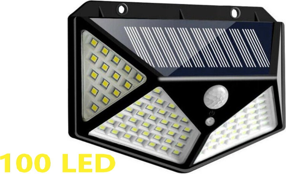 Lichtendirect Solar LED Lamp - 100 LED Verlichting - Verlichting op Zonne-energie - IP65 Waterdicht | Buitenverlichting - Buitenlamp op solar verlichting - Bewegingssensor & Nachtsensor - Tuinlamp