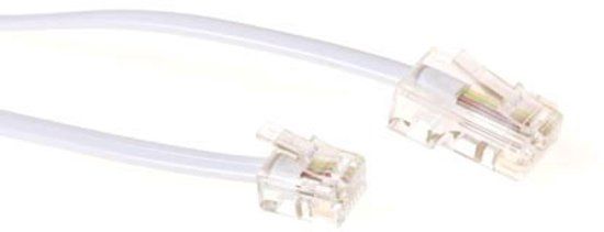 Intronics ACT Witte 10 meter platte telefoonkabel met RJ11 en RJ45 connectoren