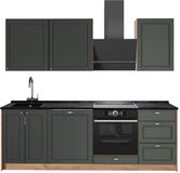 Vicco Complete keukeneenheid Fame-Line, Groen-Goud Landhuis/Goudkleurig Eiken, 230 cm, WB Antraciet