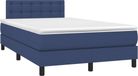 vidaXL Boxspring met matras stof blauw 120x190 cm