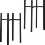 Mica Decorations - 2x - bloempot plantenpot standaard / verhoger - zwart - B38 x H70 cm - metaal