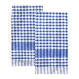 Talking Tables 2 x Blauwe Gingham Keuken Theedoeken Tafellinnen Stof Vaatdoeken Grote Geruite Doek Servetten Absorberend Duurzaam Zacht Katoen Sneldrogend ECO Verpakking 45cm x 70cm