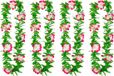 Boland Hawaii krans/slinger - 4x - Tropische kleuren mix groen/roze - Bloemen hals slingers