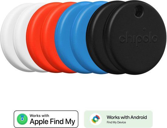 Chipolo Pop - Bluetooth Tracker - 8 Pack - Zwart/Wit/Rood/Blauw