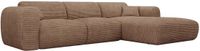 Vente-unique Grote hoekslaapbank rechts express in taupe ribfluweel - Matras 13 cm met traagschuim POGNI