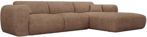 Vente-unique Grote hoekslaapbank rechts express in taupe ribfluweel - Matras 13 cm met traagschuim POGNI