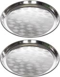 Cosy & Trendy Dienblad - 2x - RVS - rond - 36 cm - zilver