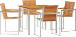 Acacia Bois et acier inoxydable Ensemble de table de jardin 5 pièces