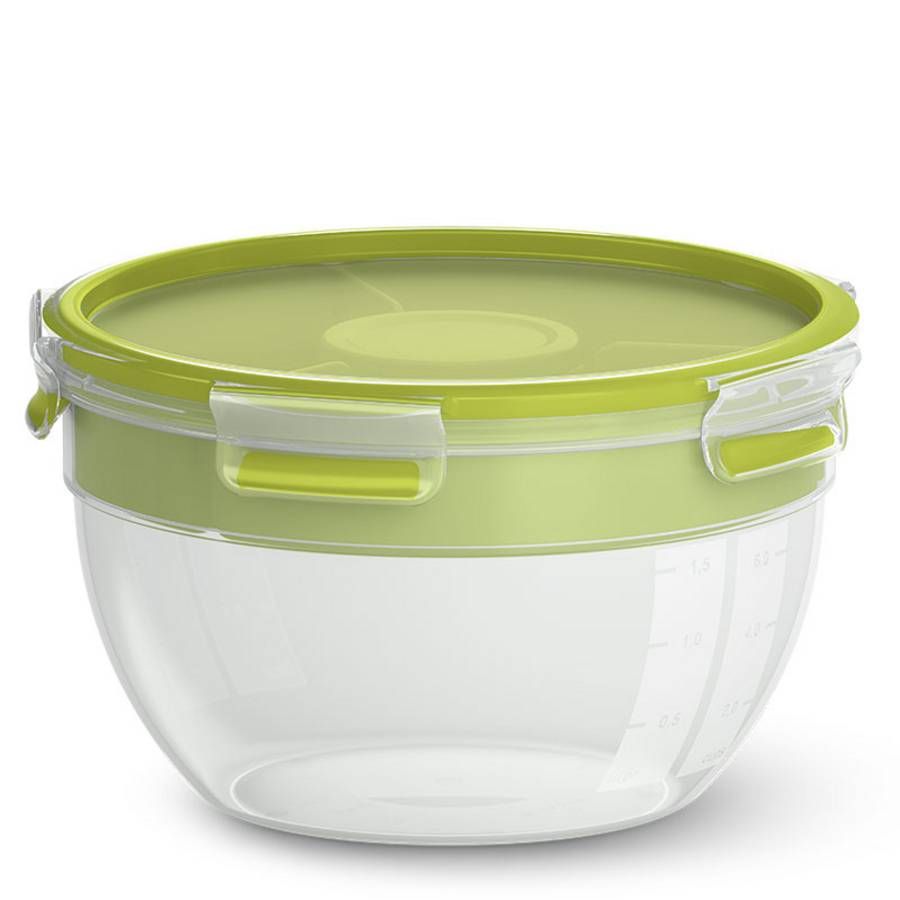 Emsa CLIP & GO Salad box XL - 2.6 liter - groen/transparant