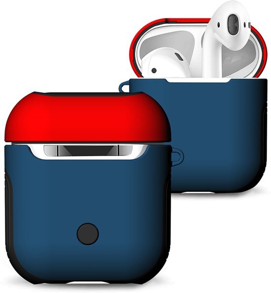 KELERINO. Hybride Silicone Case Cover Hoesje voor Apple Airpods - Blauw / Rood