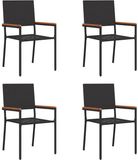 vidaXL Stapelbare tuinstoelen, 4 stuks, zwart, bruin
