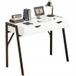 Bureau moderne haut de gamme avec tiroirs style loft blanc sur pieds noirs 80 cm