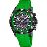 Lotus 18945/4 Chronograaf Heren Polshorloge Groen Staal Siliconen Zwart