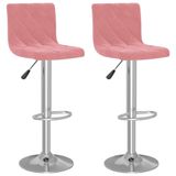 VidaXL Tabourets de bar - Velours - Rose - Set de 2