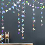 Glitter Cheerland Glitter Iridescent Circle Dots Garland Paper Hanging Polk Dot Streamer Party Decoration Bunting Banner Backdrop for Birthday/Wedding/Baby Shower/Engagement/Bridal Shower Party Supplies