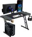 Holland Connections Bureau de jeu spacieux avec éclairage LED, crochet pour casque et porte-gobelet - Table PC stable