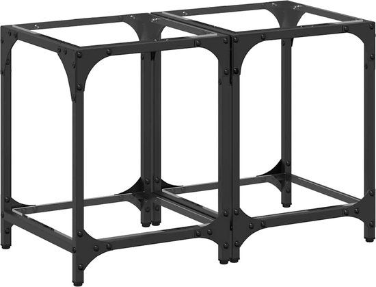 vidaXL Salontafels - Set van 2 - Met Transparant Glazen Blad - 30x30x40 cm - Staal