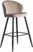 WOHNLING Skyport GmbH Barkruk fluweel beige kruk met rugleuning 56x102.5x52.5 cm | Keukenkruk Scandinavische stof / metaal 110 kg | Design barkruk | Bistrokruk gestoffeerd