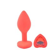 BeHorny kleine siliconen anaalplug met hart vorm stone, rood