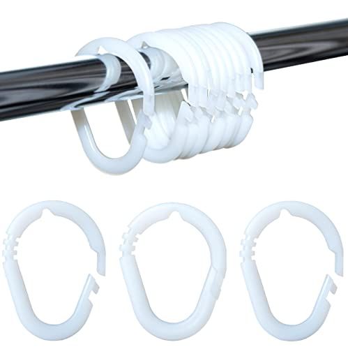 IPEA Douchegordijnringen met ophanghaken – 24 stuks – Made in Italy – Wit