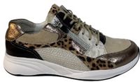 Durea Combi VTR Rits 22151 4 Lage Sneakers Dames Leer/Suède Champagne