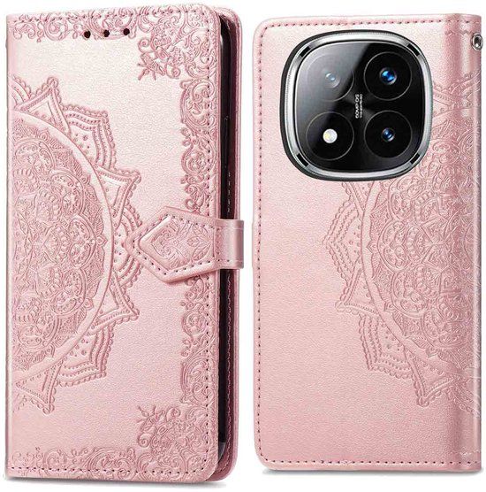 imoshion Hoesje - Geschikt voor Xiaomi Redmi Note 14 Pro 5G - Mandala Bookcase - Rosé Goud