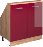 Vicco Rion Kast voor schuine wand – met 2 deuren Rood hoogglans/gouden eik