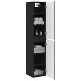 vidaXL Wandgemonteerde Badkamerkast Zwart 33 x 34,5 x 160 cm