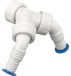 PP-tweedelige slangkoppeling, 45°, 3/4" en 1", wit, met twee afsluitdoppen